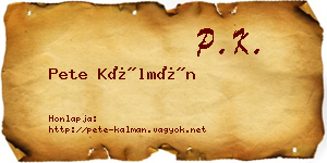 Pete Kálmán névjegykártya